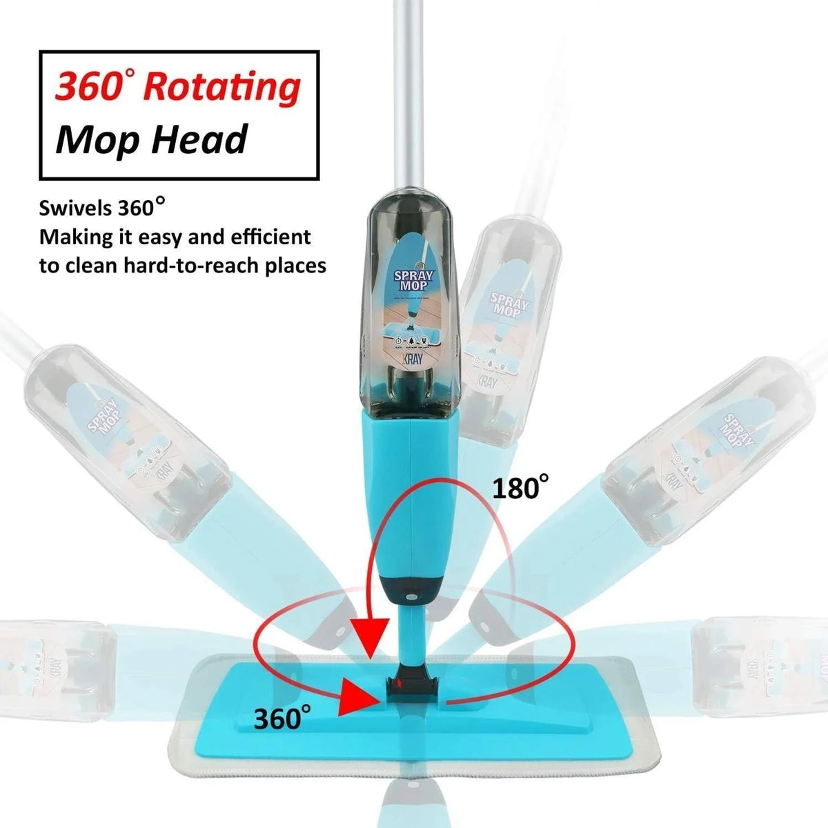 EffiDrops 360° Spray Mop with Washable Microfiber Pad | Easy Floor Cleaning