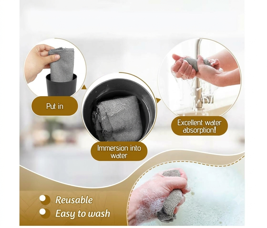 EffiDrops 20 Pcs Reusable Kitchen Cleaning Roll – Washable Up to 4000 Times ♻️ | Tear-Away Microfiber Sheets for Everyday Kitchen Cleaning