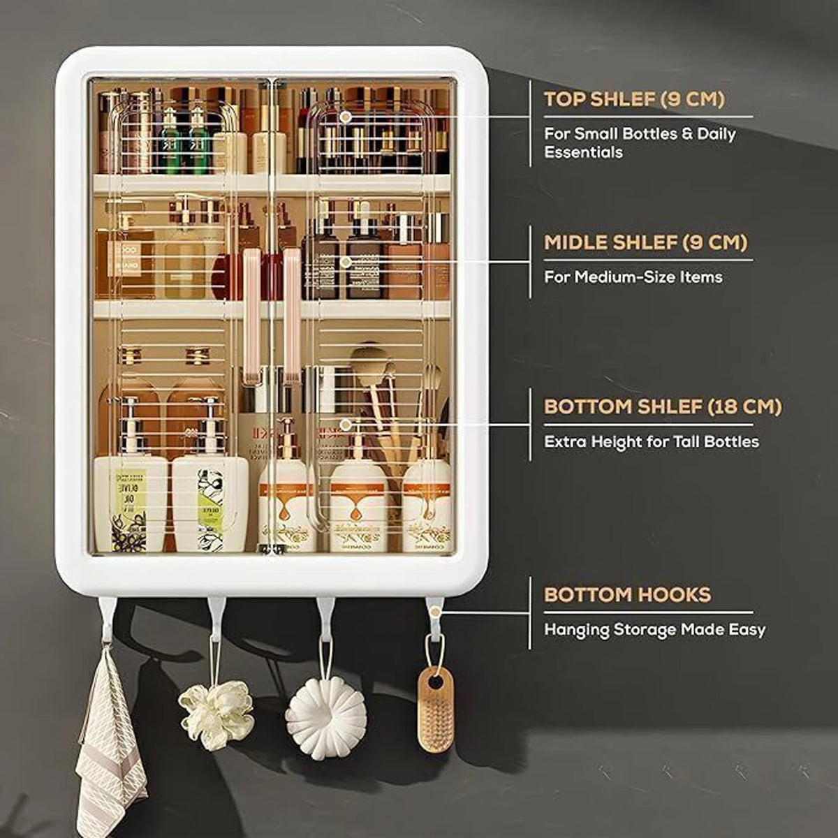 EffiDrops 3-Tier Wall-Mounted Bathroom Cabinet